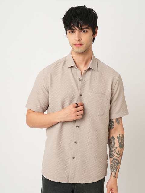 VASTRADO Men Classic Cutaway Collar Textured Slim Fit Casual Shirt - Image 2