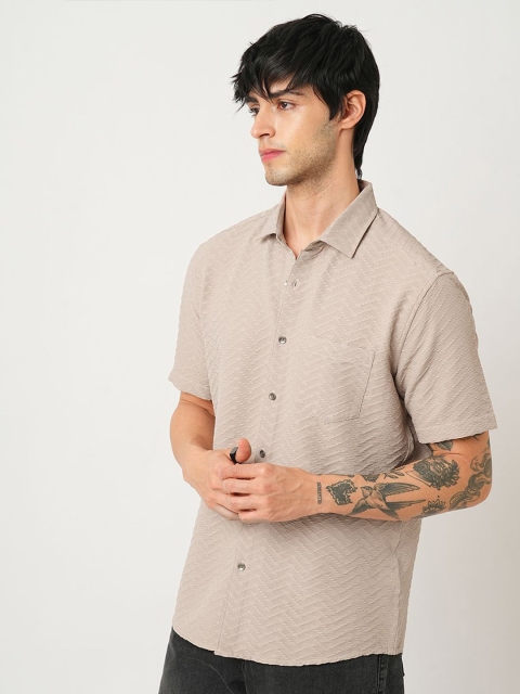VASTRADO Men Classic Cutaway Collar Textured Slim Fit Casual Shirt - Image 4