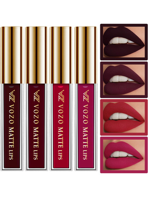 VOZO Set Of 4 Vibrant Matte Liquid Lipstick-4ml Each-102-103-104-106