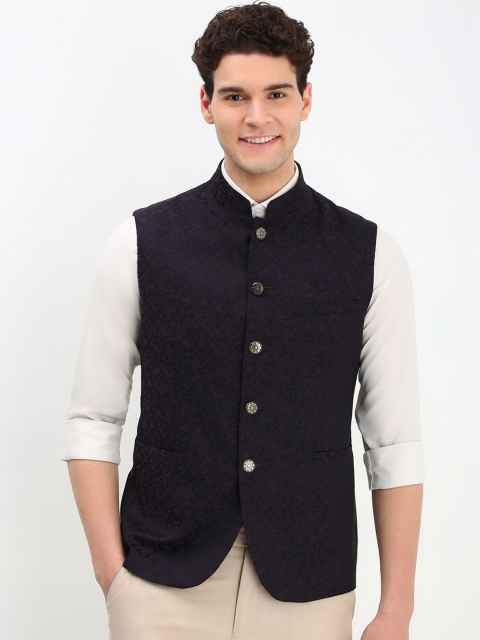 Allen Solly Printed Woven Slim-Fit Nehru Jackets