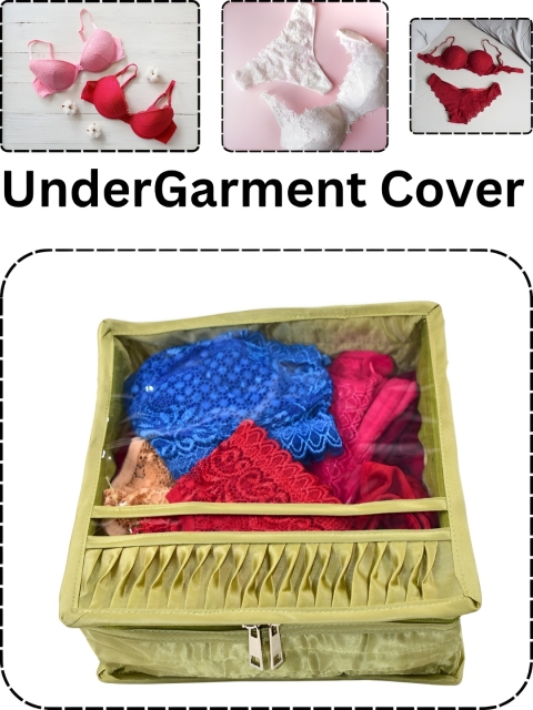 Ajabh Green 4 Pieces Water Resistant Undergarment Satin Cloth Organisers - Image 3