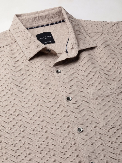 VASTRADO Men Classic Cutaway Collar Textured Slim Fit Casual Shirt - Image 7
