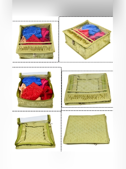 Ajabh Green 6 Pieces Water Resistant Undergarment Satin Cover Cloth Organisers - Image 3