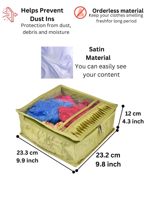 Ajabh Green 6 Pieces Water Resistant Undergarment Satin Cover Cloth Organisers - Image 4