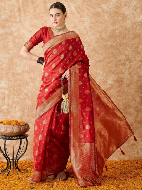 Sangria Woven Design Banarasi Saree With Blouse
