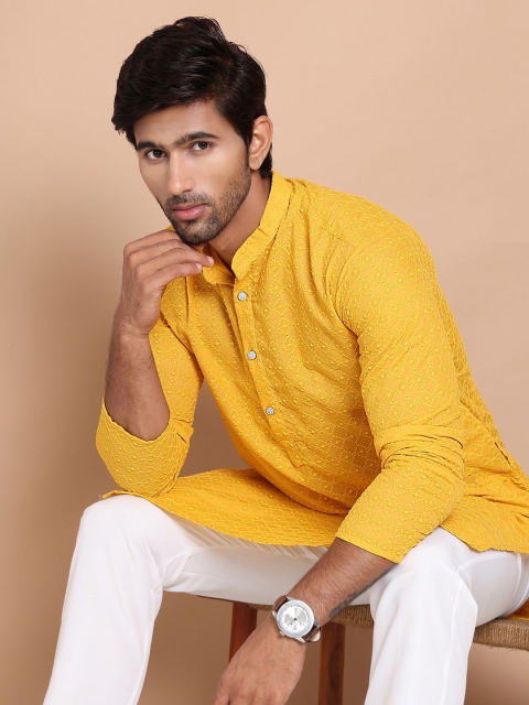 Anouk Men Geometric Embroidered Chikankari Kurta