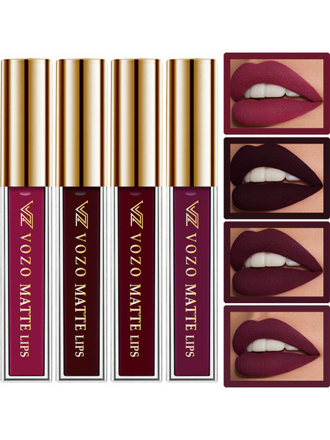 VOZO Set of 4 Vibrant Matte Liquid Lipstick - 4 ml Each - 101- 102 - 103 - 201