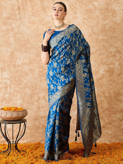 Sangria Woven Design Banarasi Saree With Blouse