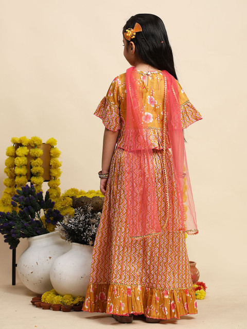 Cutiekins Girls Printed Ready to Wear Lehenga & Blouse With Dupatta - Image 5
