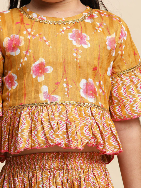 Cutiekins Girls Printed Ready to Wear Lehenga & Blouse With Dupatta - Image 3