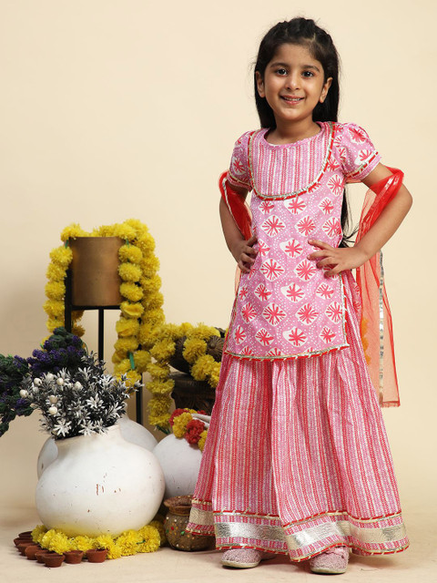 Cutiekins Girls Printed Ready to Wear Lehenga & Blouse With Dupatta - Image 3