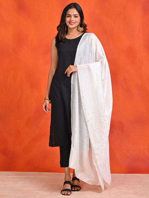 HELLA FASHIONS Woven Design Dupatta with Zari