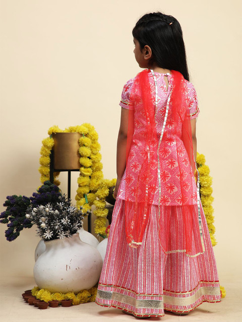 Cutiekins Girls Printed Ready to Wear Lehenga & Blouse With Dupatta - Image 4