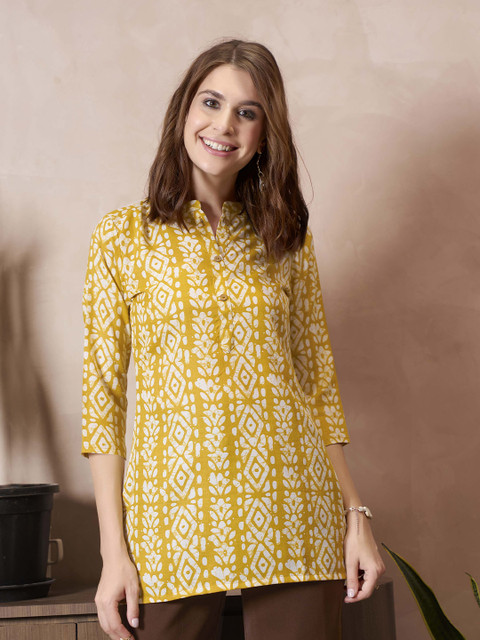 Anouk Rustic Geometric Printed Pure Cotton Kurti - Image 3
