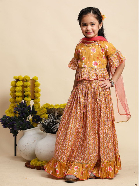 Cutiekins Girls Printed Ready to Wear Lehenga & Blouse With Dupatta - Image 6