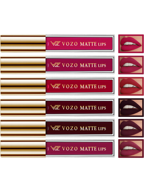 VOZO Set Of 6 Matte Lips Liquid Lipsticks-4 ml Each Shades-101-102-103-104-106-204