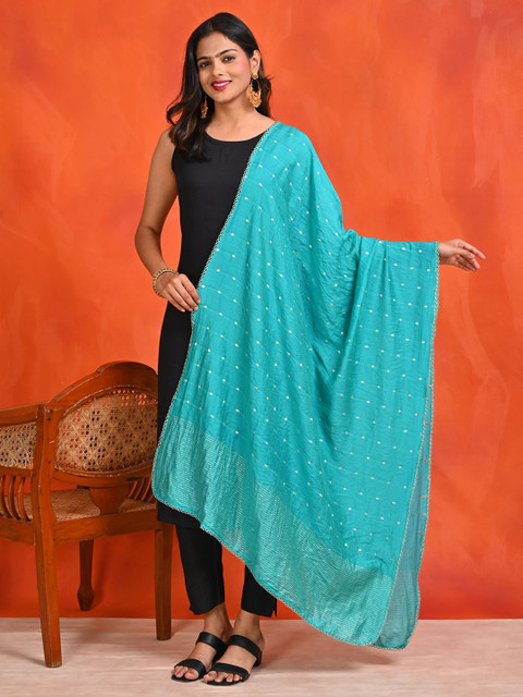 HELLA FASHIONS Woven Design Dupatta with Zari