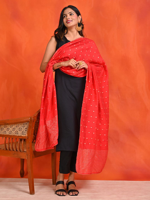HELLA FASHIONS Woven Design Dupatta with Zari
