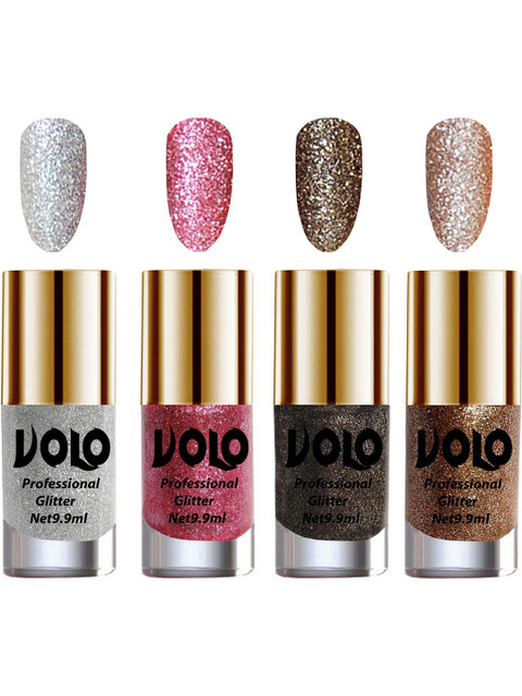 VOLO Set Of 4 Glitter Shine Nail Polish - 9.9 ml Each -Combo-No-211