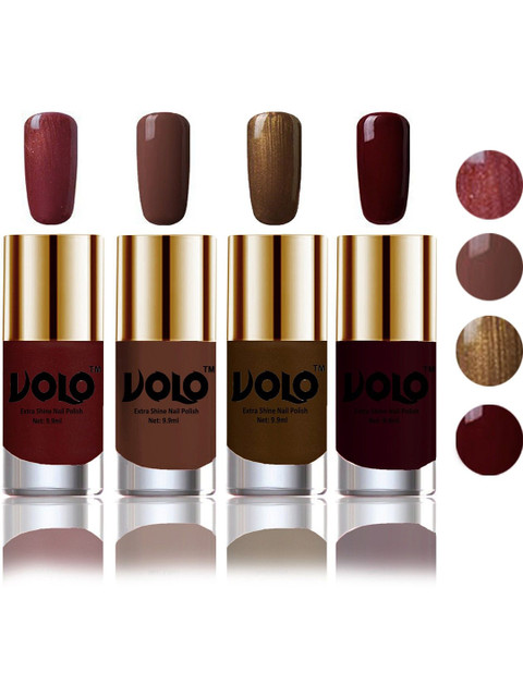 VOLO Set Of 4 HD Colors High-Shine Long Lasting Nail Polish - 9.9 ml Each - Combo-9