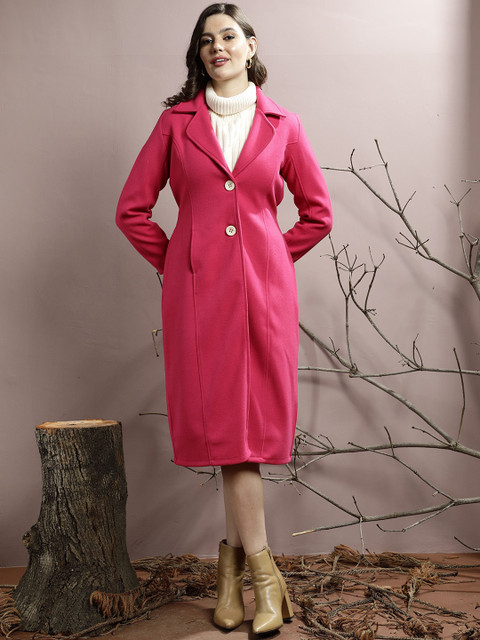 Athena Women Notched Collar Longline Over Coat