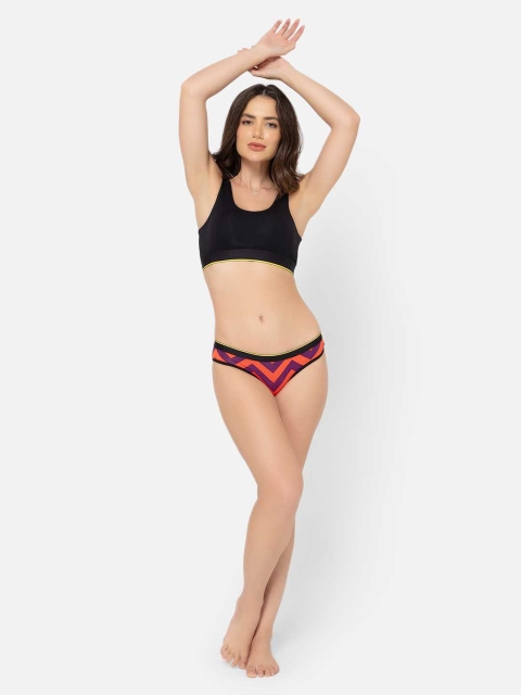 bummer Women Printed Micro Modal Chevron Mid Rise Bikini Brief BICH01S - Image 5