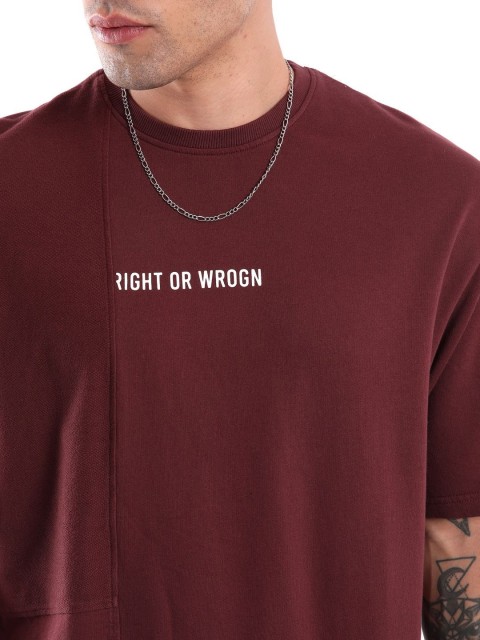 WROGN Men Typography Printed Round Neck Pure Cotton Oversized T-shirt - Image 2