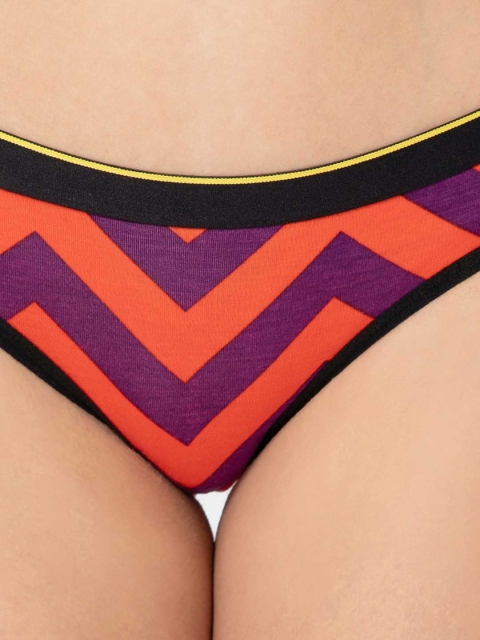 bummer Women Printed Micro Modal Chevron Mid Rise Bikini Brief BICH01S - Image 6