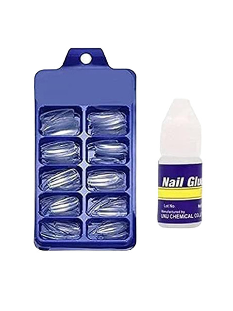 YELGO Set of 100 Artificial Reusable Nails With Nail Glue