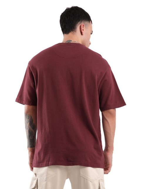 WROGN Men Typography Printed Round Neck Pure Cotton Oversized T-shirt - Image 3