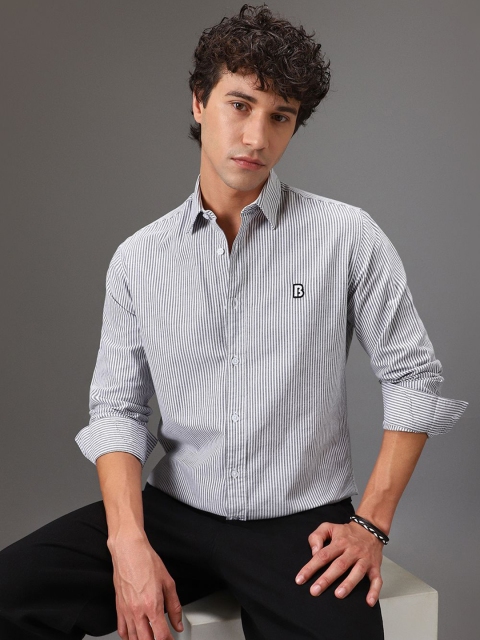 Banana Club Men Classic Slim Fit Pinstripes Opaque Striped Casual Shirt - Image 6