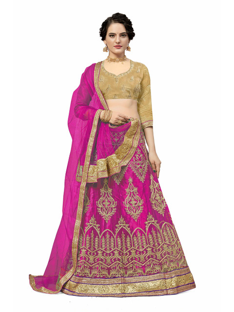 Maroosh Embroidered Thread Work Semi-Stitched Lehenga & Unstitched Blouse With Dupatta