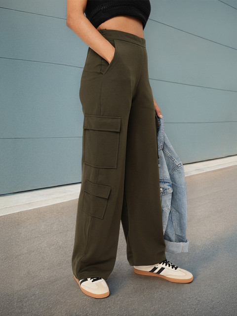The Roadster Lifestyle Co. Women Modern Utility High-Rise Cargo-Style Trousers