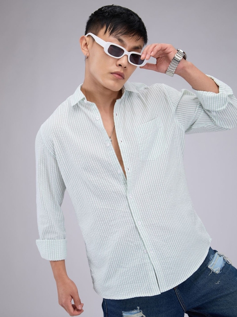 VASTRADO Men Classic Cutaway Collar Multi Striped Cotton Slim Fit Casual Shirt - Image 7