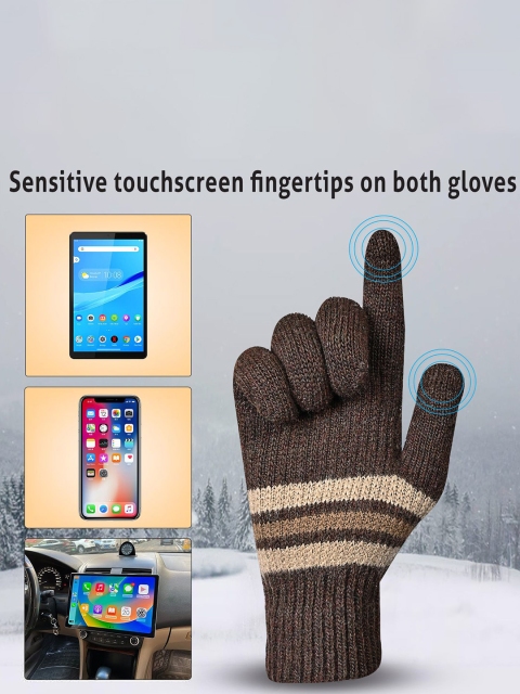 LOOM LEGACY Men Patterned Acrylic Winter Gloves - Image 3