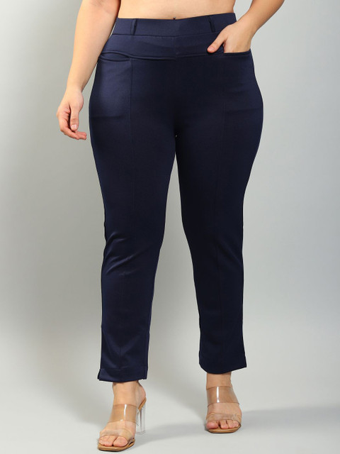 Plus Size Women Relaxed High-Rise Wrinkle Free Formal Trouser