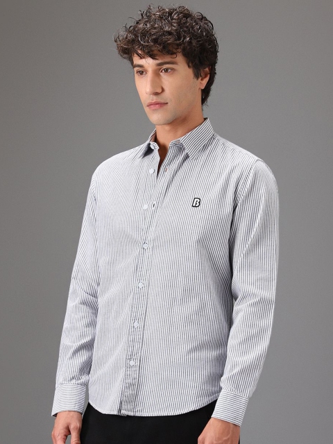 Banana Club Men Classic Slim Fit Pinstripes Opaque Striped Casual Shirt - Image 3