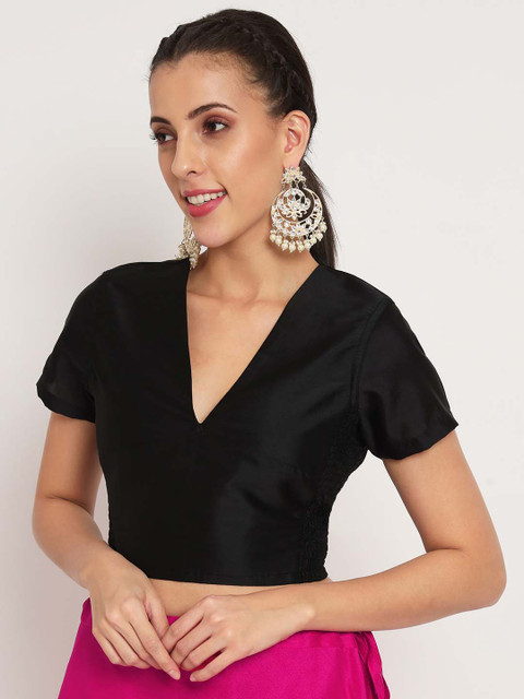 studio rasa Women Solid V-Neck Silk Blend Top - Image 3