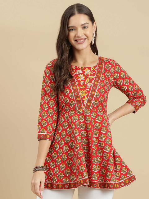 JANAKDULARI CREATION Women Floral Printed Round Neck Cotton Top