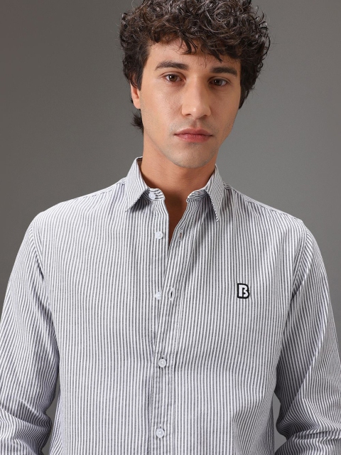 Banana Club Men Classic Slim Fit Pinstripes Opaque Striped Casual Shirt - Image 2
