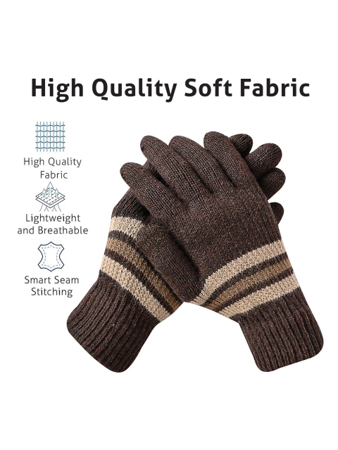 LOOM LEGACY Men Patterned Acrylic Winter Gloves - Image 5