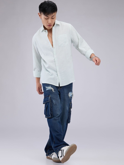 VASTRADO Men Classic Cutaway Collar Multi Striped Cotton Slim Fit Casual Shirt - Image 6