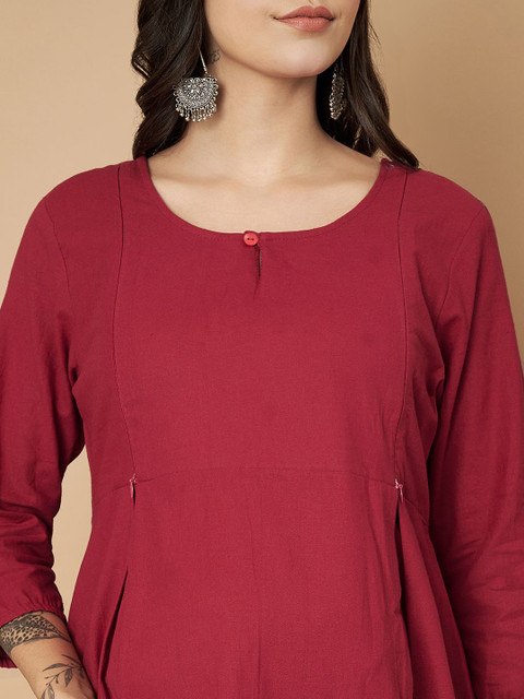 KALINI Keyhole Neck Pure Cotton Maternity Top With Trousers - Image 2