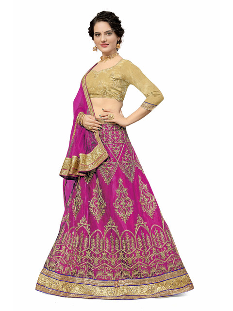 Maroosh Embroidered Thread Work Semi-Stitched Lehenga & Unstitched Blouse With Dupatta - Image 3