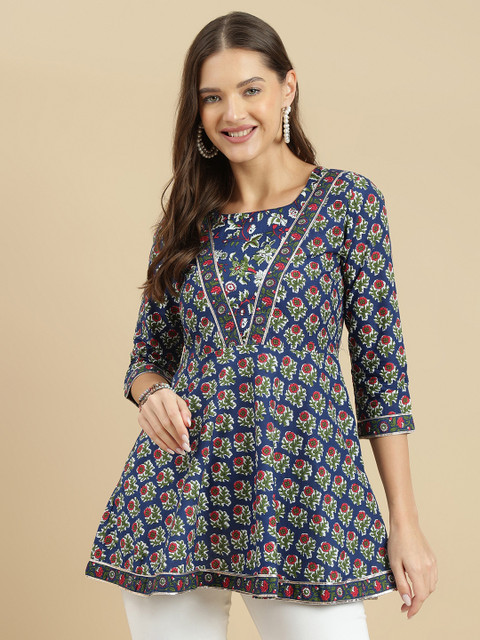 JANAKDULARI CREATION Women Floral Printed Round Neck Cotton Top