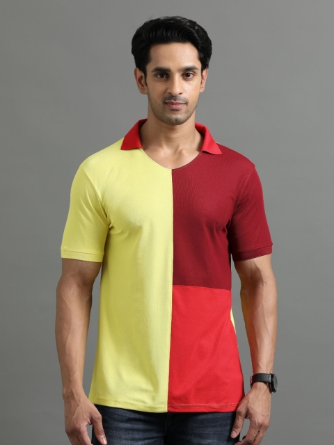 ECOLINE Clothing Men Antimicrobial Colourblocked Polo Collar T-shirt