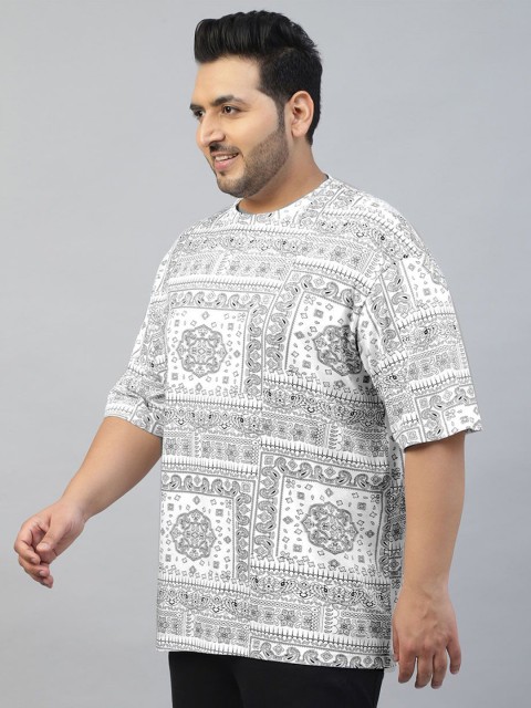 VEIRDO Men Paisley Printed Round Neck Pure Cotton Oversized Plus Size T-shirt - Image 4