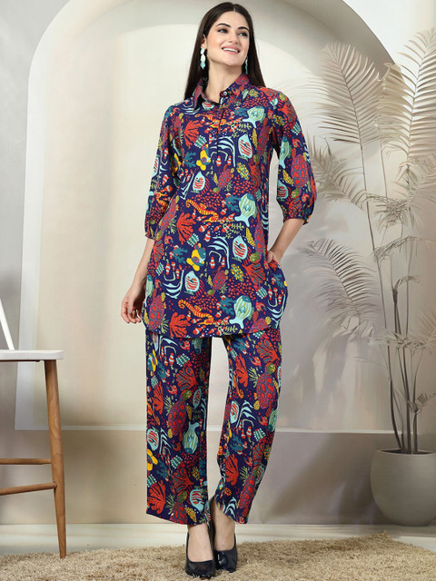 plusS Printed Pure Cotton Tunic & Trouser Co-Ords
