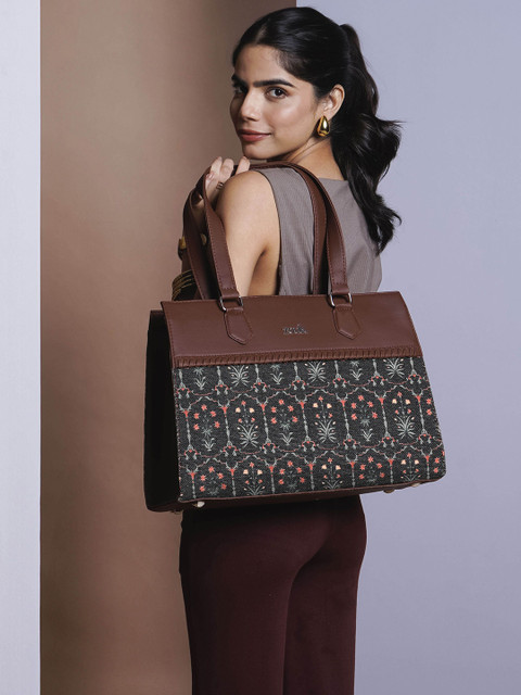 ZOUK Floral Printed Structured Shoulder Bag