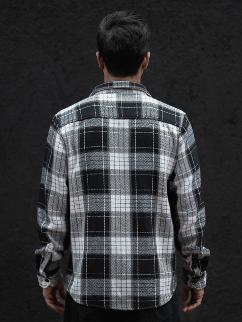 Powerlook Men Spread Collar Tartan Checked Casual Shirt - Image 4
